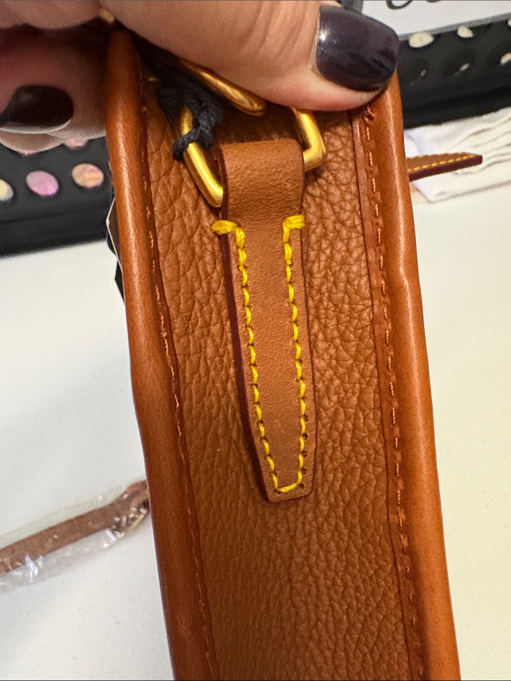 Dooney & Bourke Cognac Brown Pebbled Leather Crossbody #0039 - Picture 9 of 12